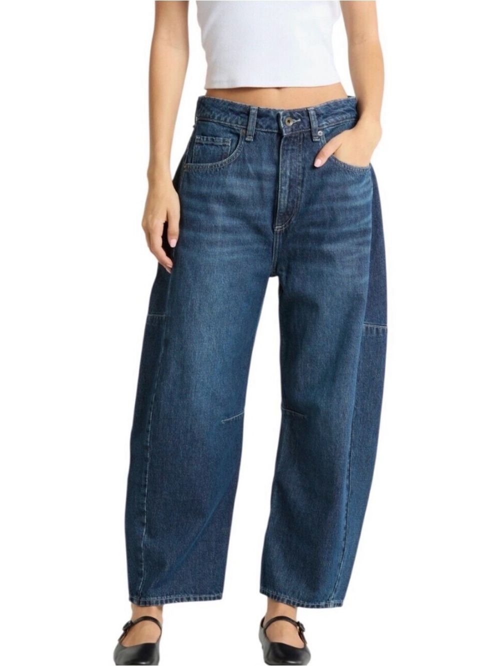 Wide-Leg High-Rise Blue Denim Jeans
